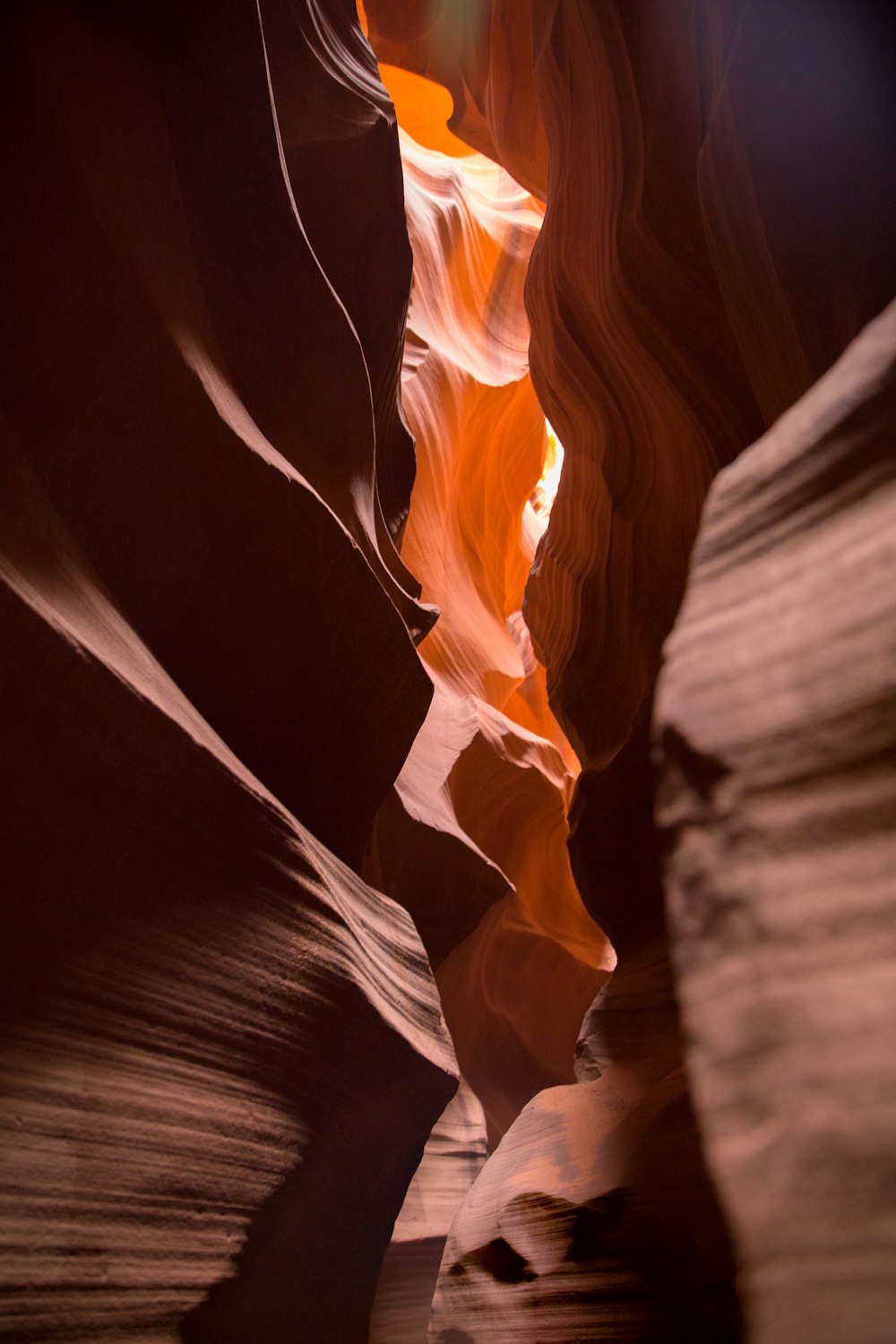 a narrow slot in the side of a canyon