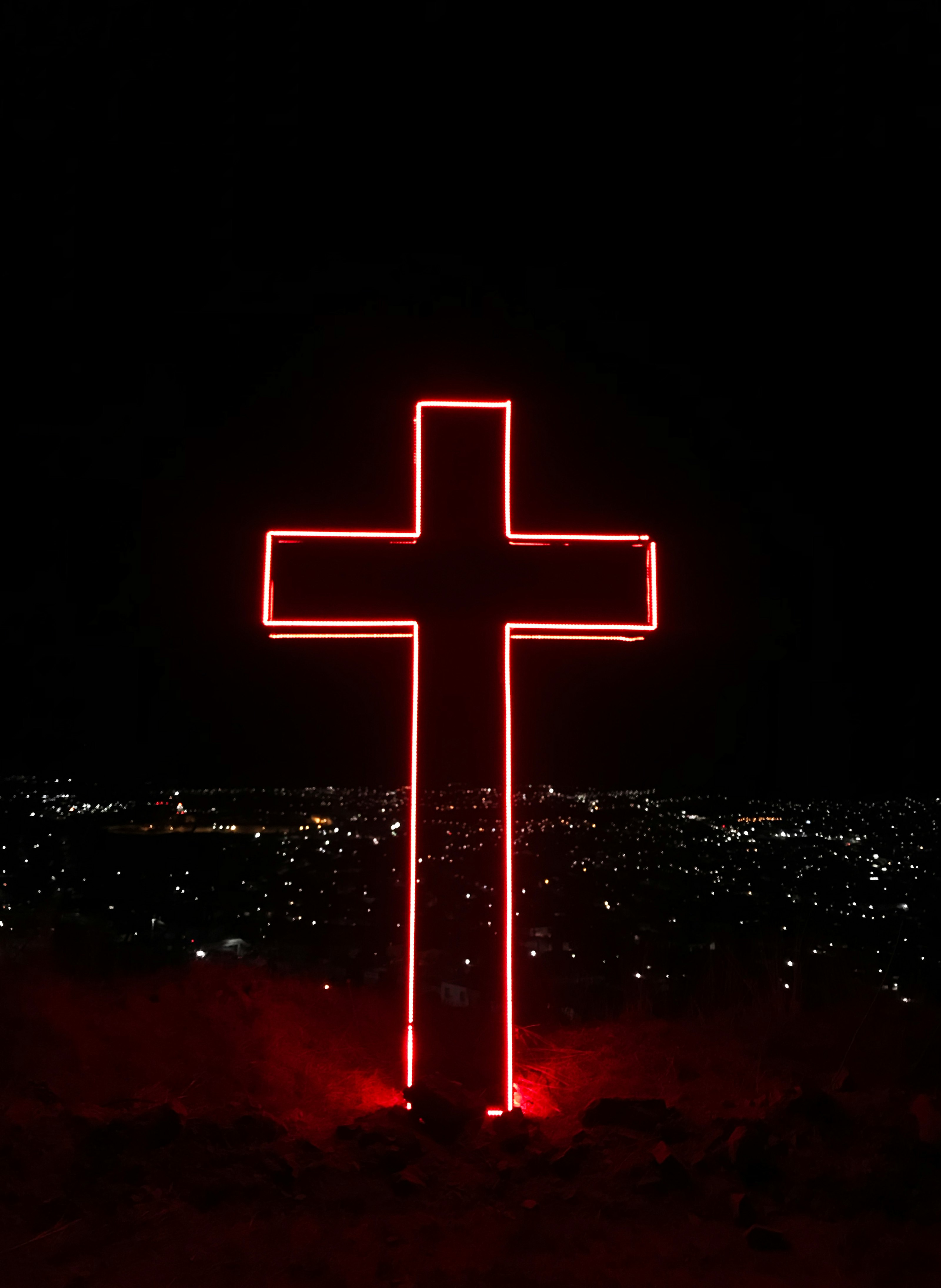 red cross neon light