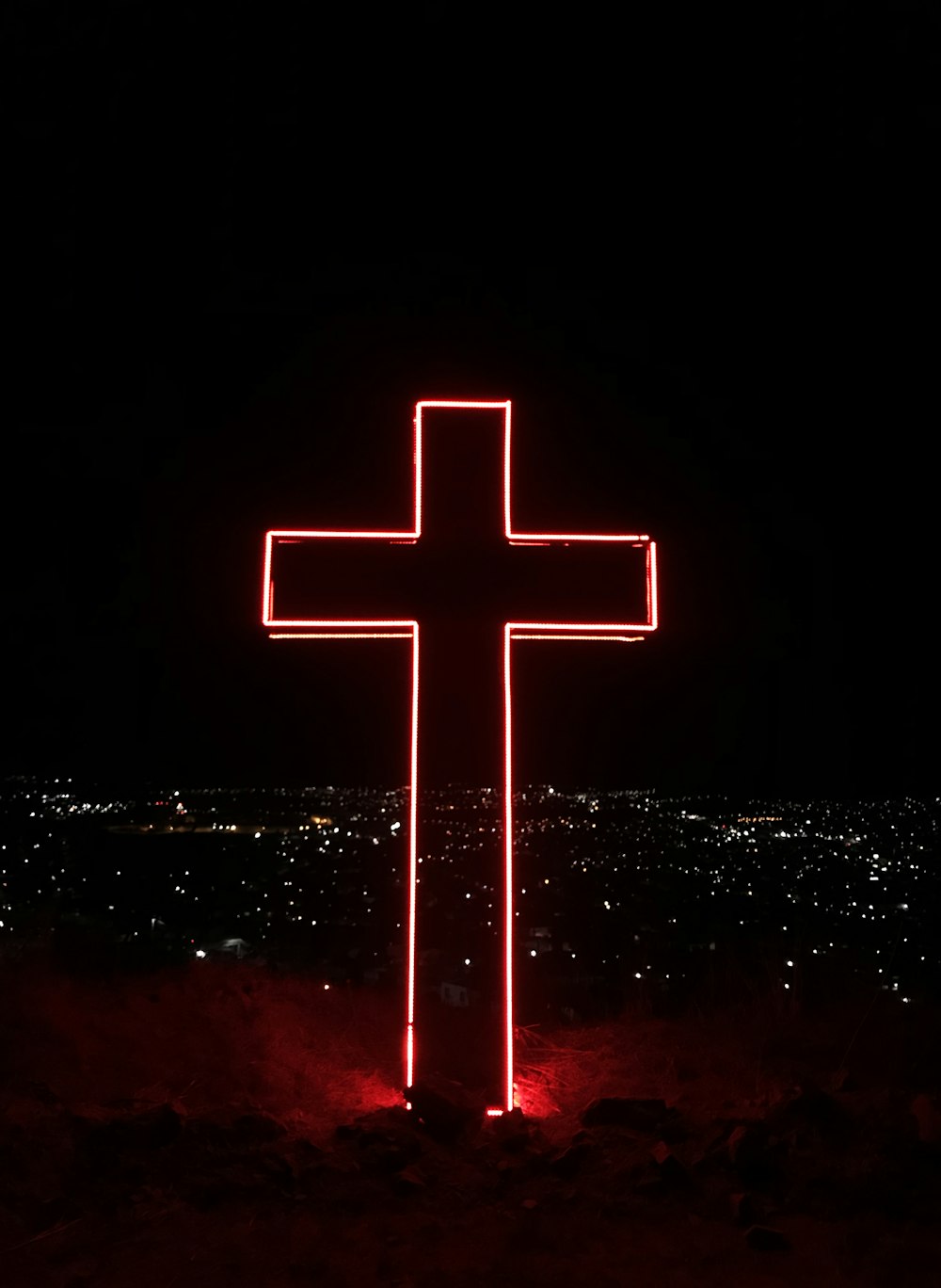 red cross neon light