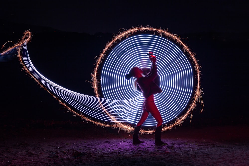 timelapse photography of white and orange light