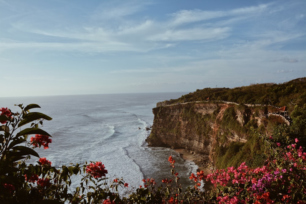 brown cliff by the ocean