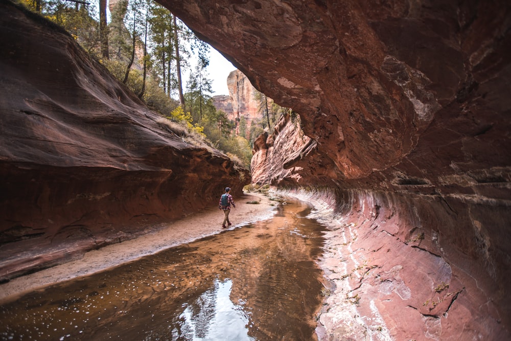 brown stone cave