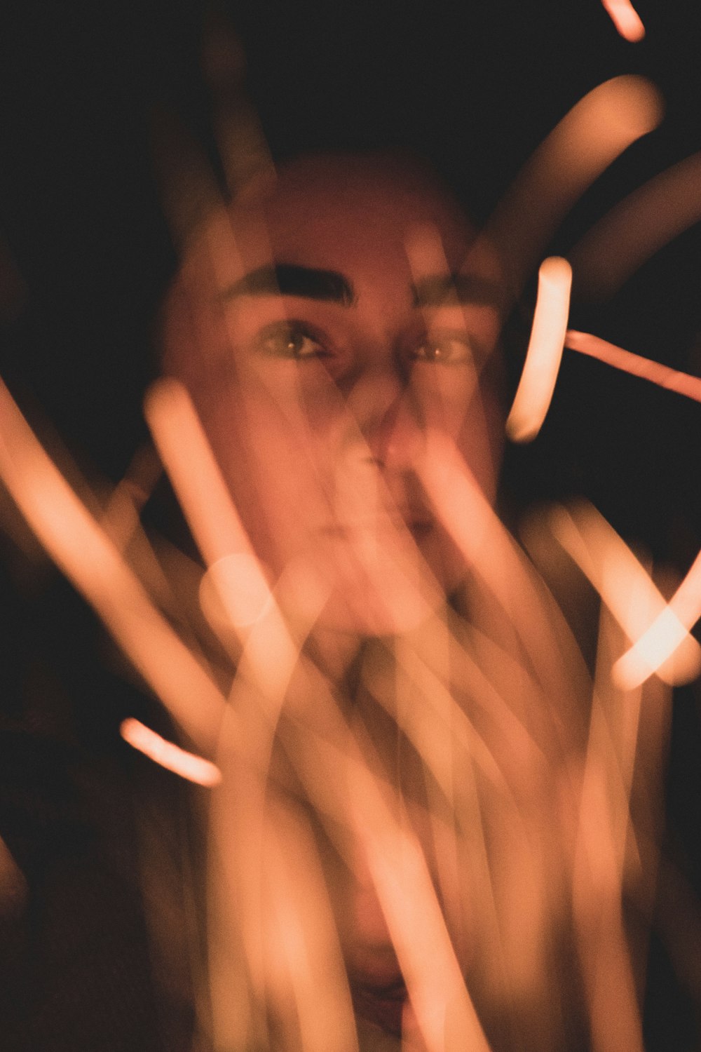 a blurry photo of a man making a face