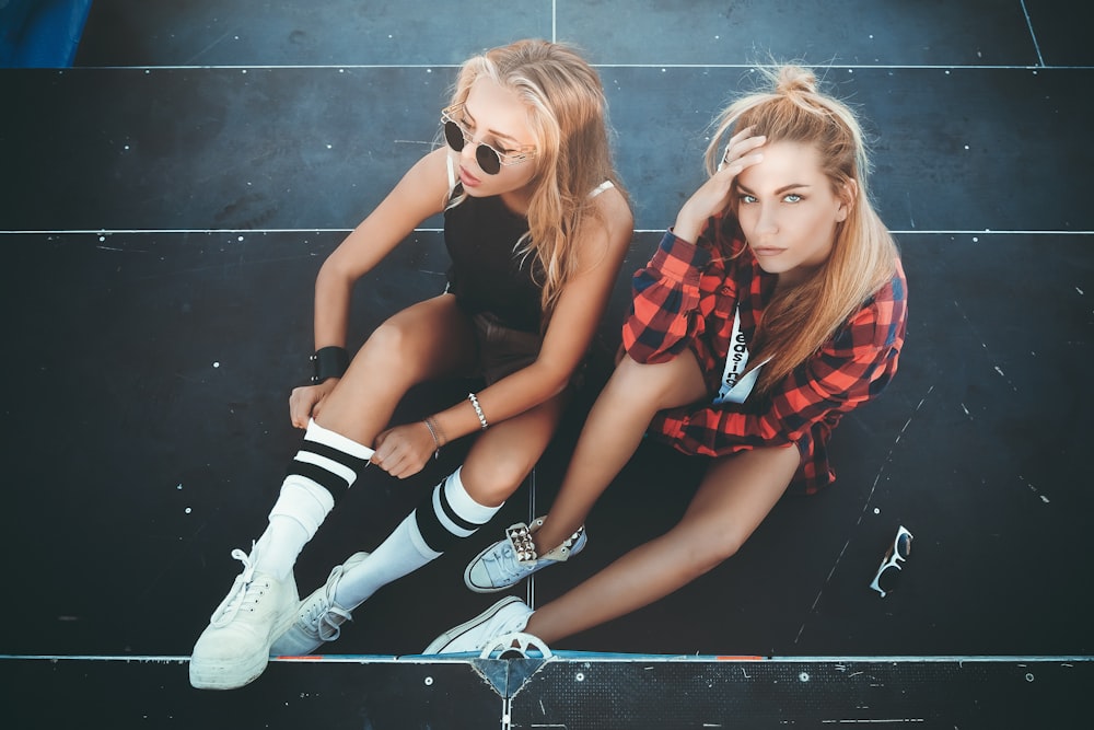 two girls on floor