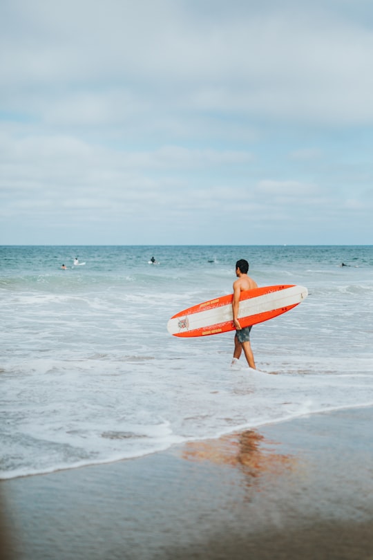man holding surfboards in Manhattan Beach United States