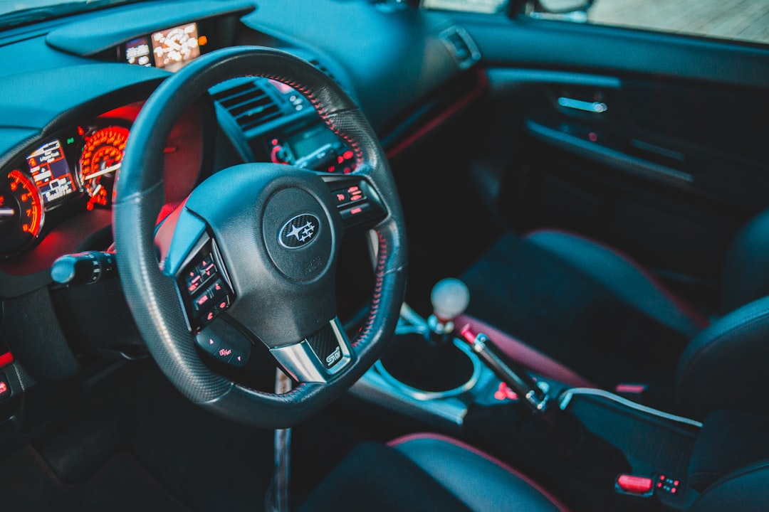 black Subaru steering wheel