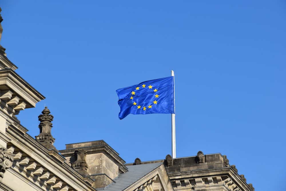 waving blue and yellow flag