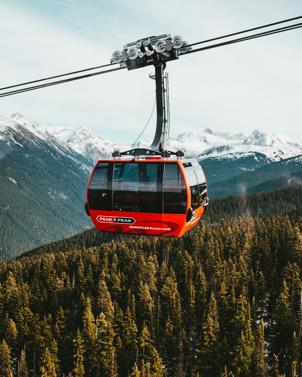 red and black cable car