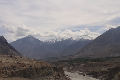 A rugged landscape showcasing mountains and rivers.