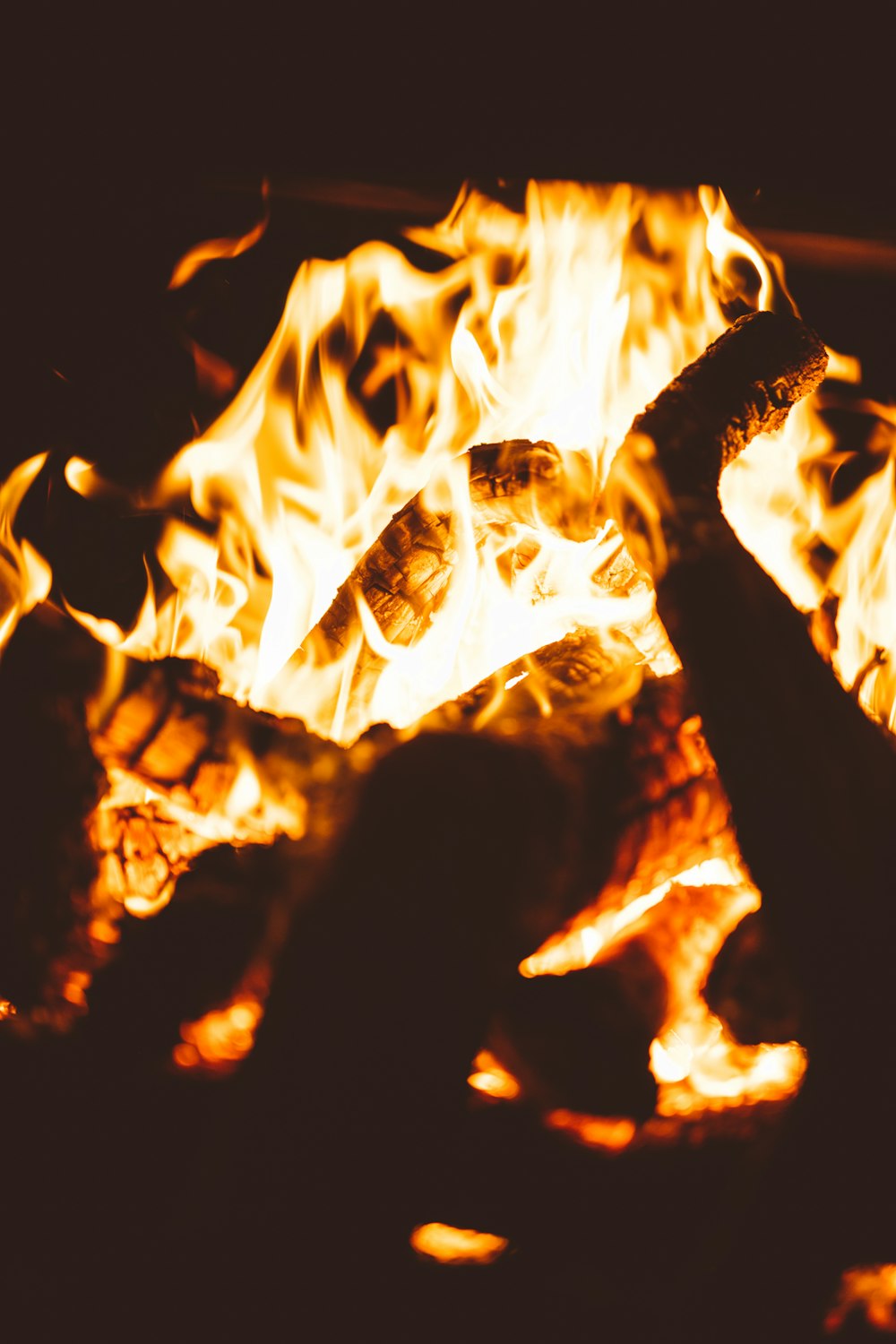 lit bonfire