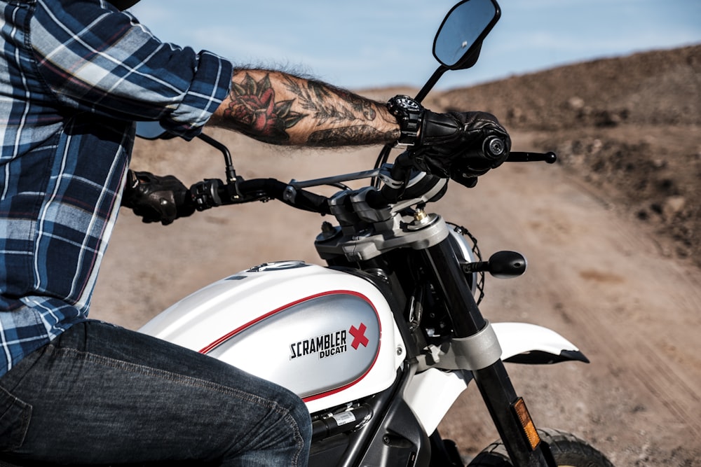 white Ducati Scrambler Sixty2