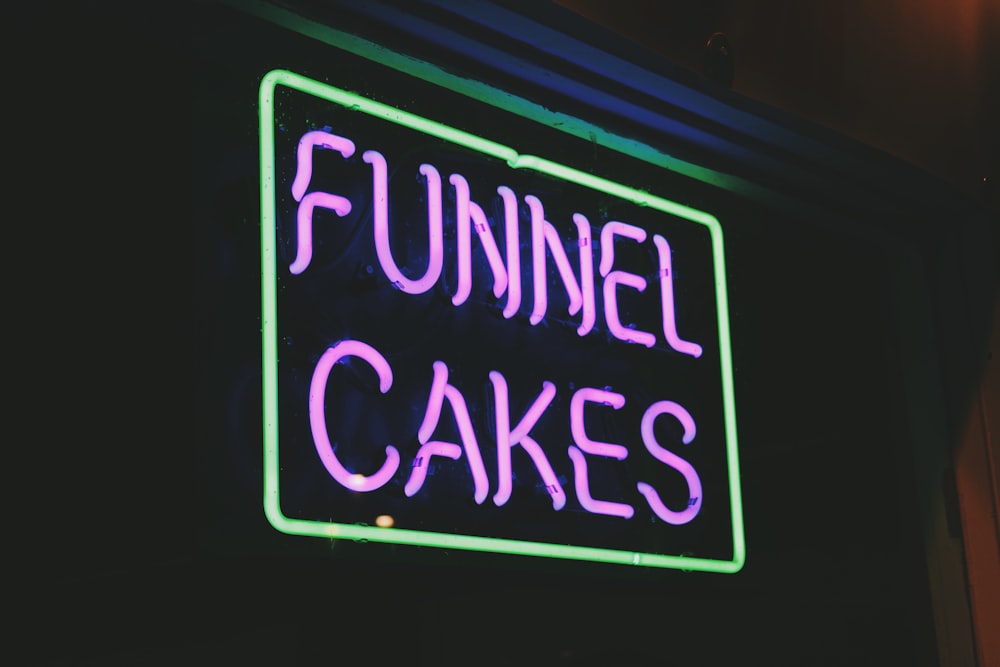purple funnel cakes signage