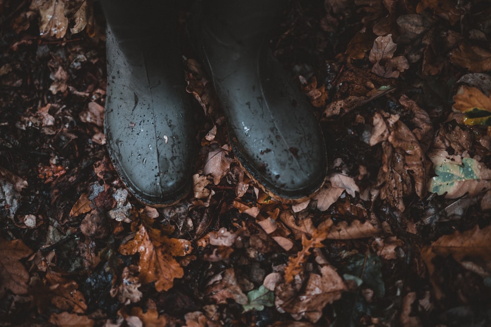 pair of black rainboots