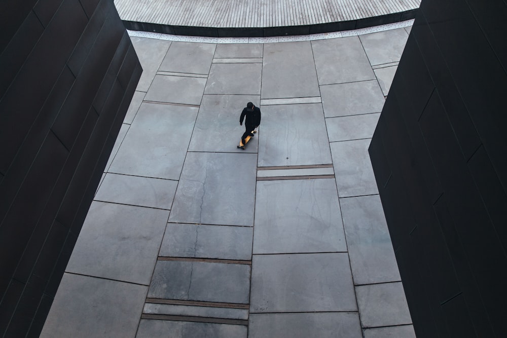 a man walking up a flight of stairs