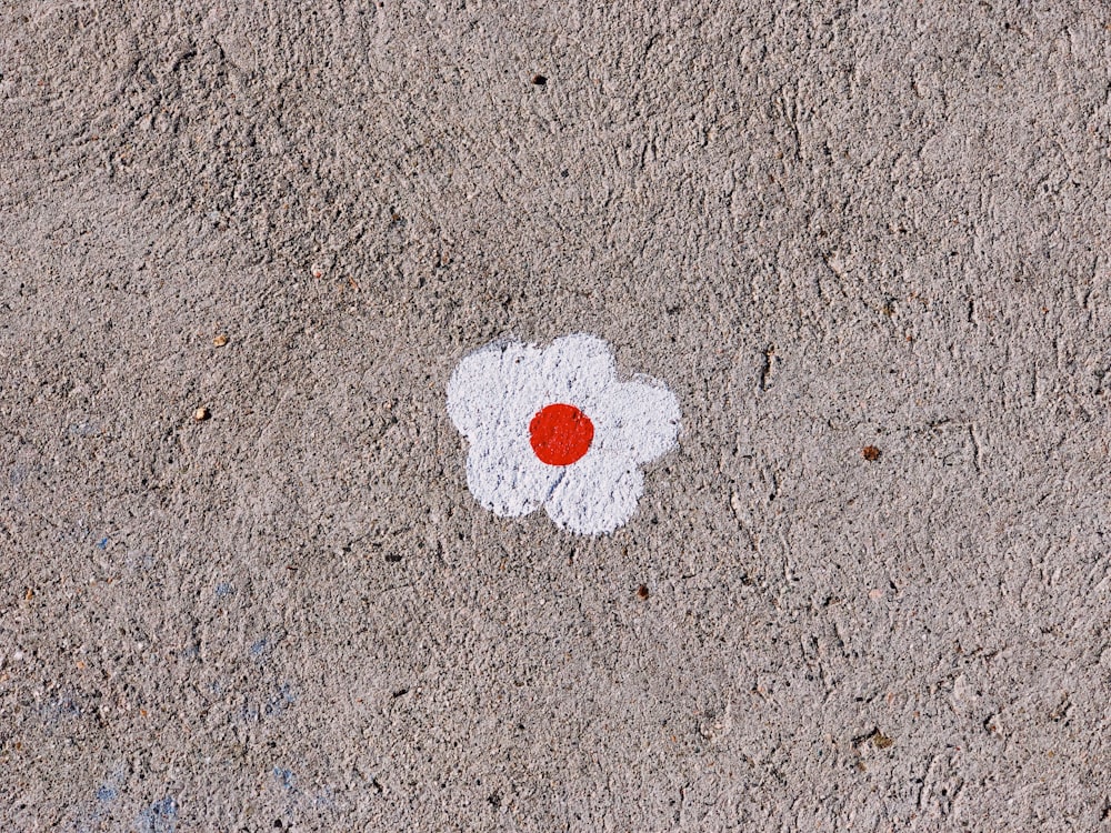 red and white flower painting