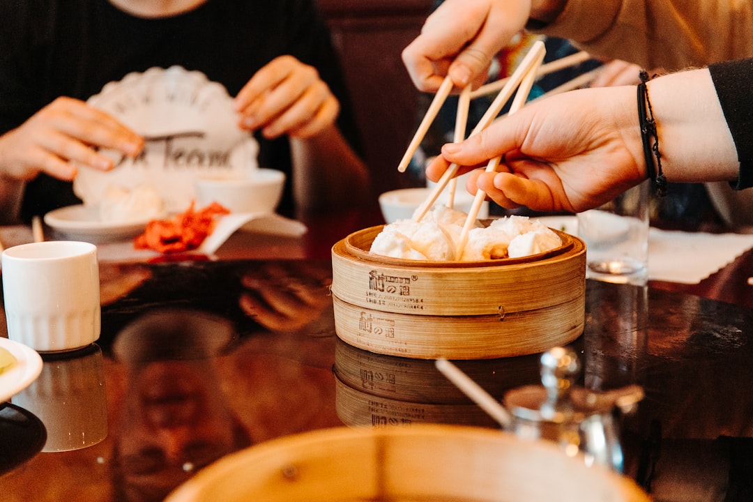 people eating dumplings