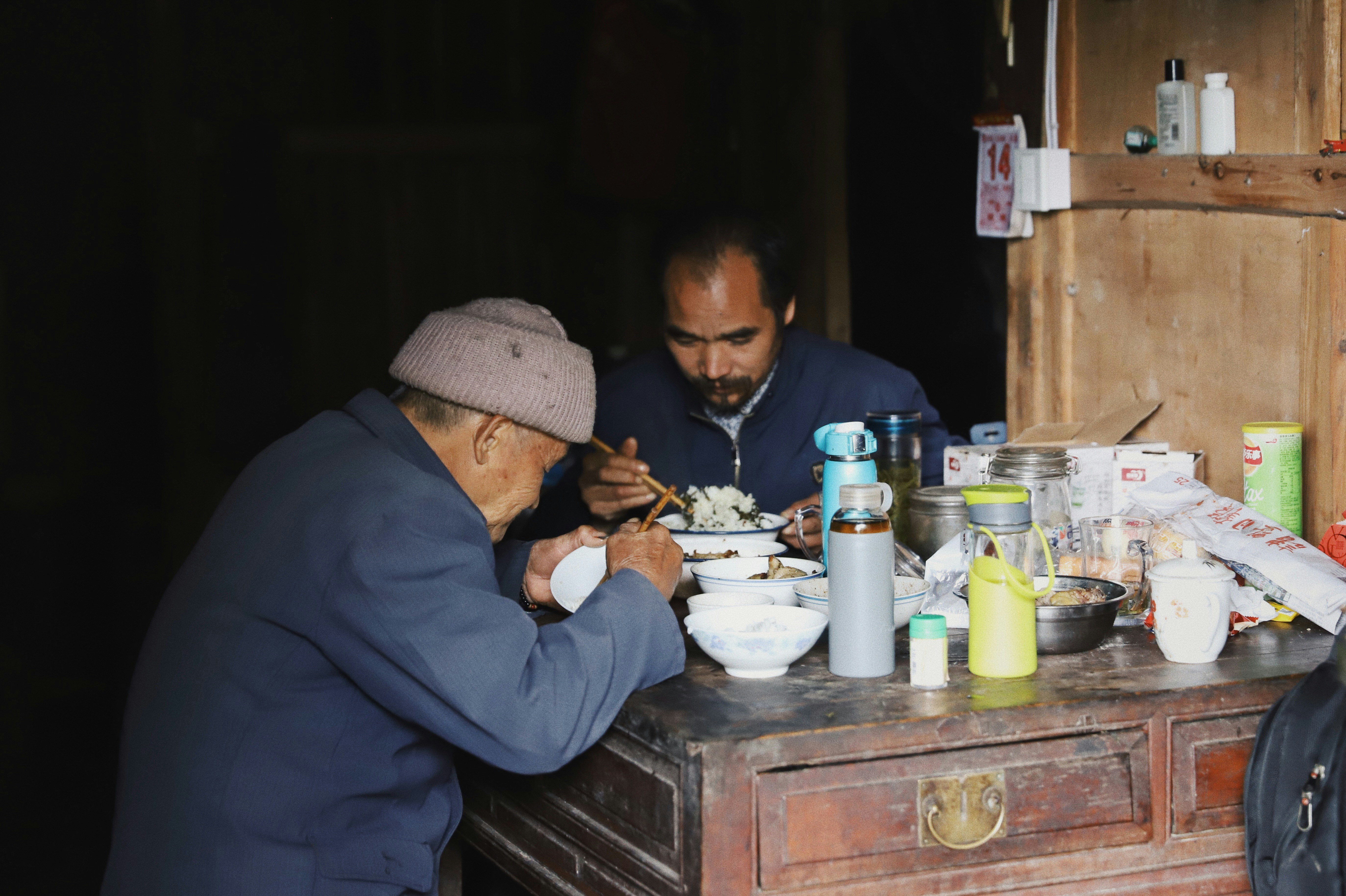Two men drinking tea