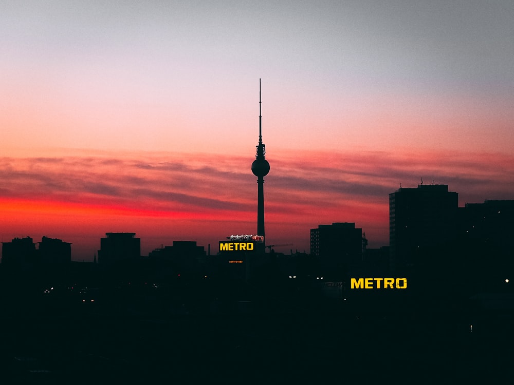 silhouette of tower building