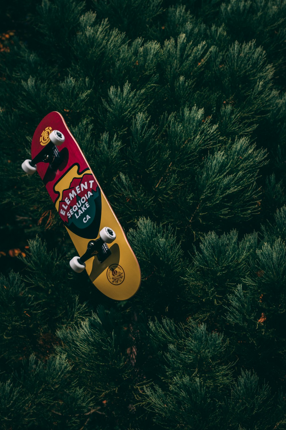 red and yellow skateboard