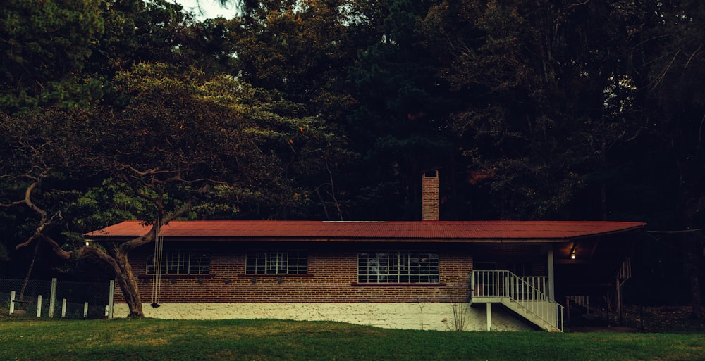 closed building windows under tree