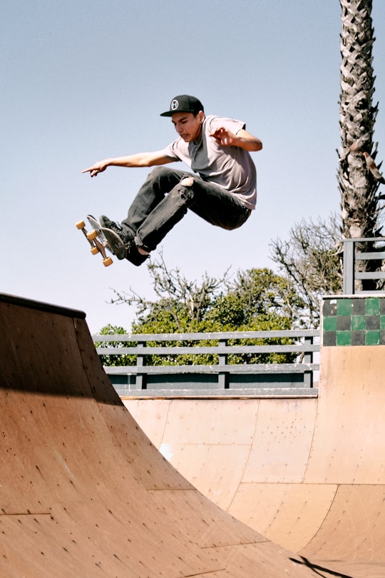 man performing skateboard tricks in Cayucos United States