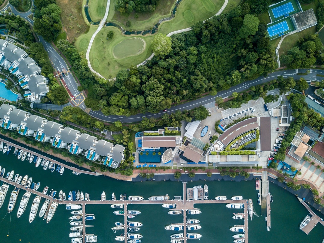top view of white boats, Singapore Islands