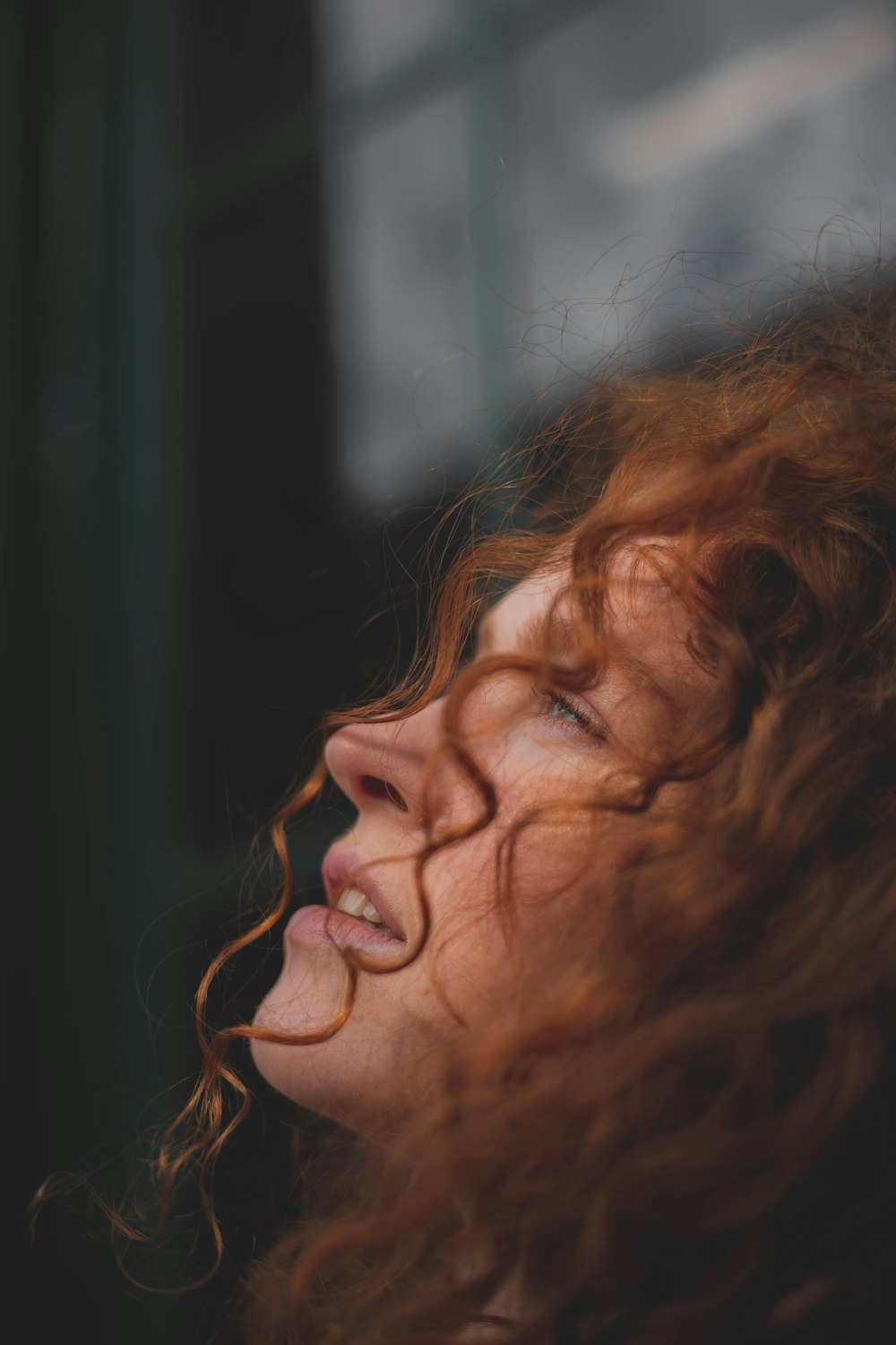 woman looking up