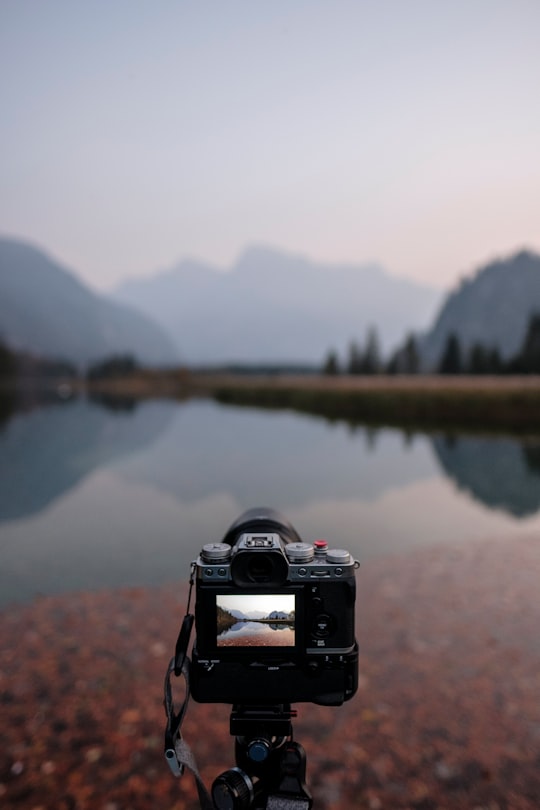 DSLR camera on stand in Almsee Austria