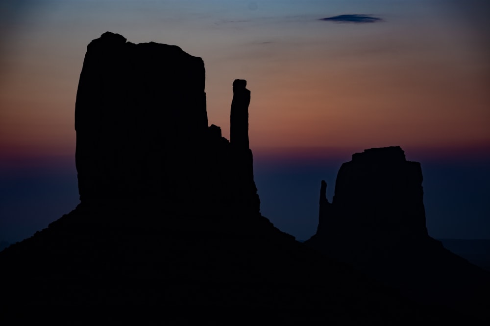 silhouette of rock formation