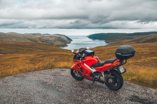 red sports bike in Nordkapp Municipality Norway