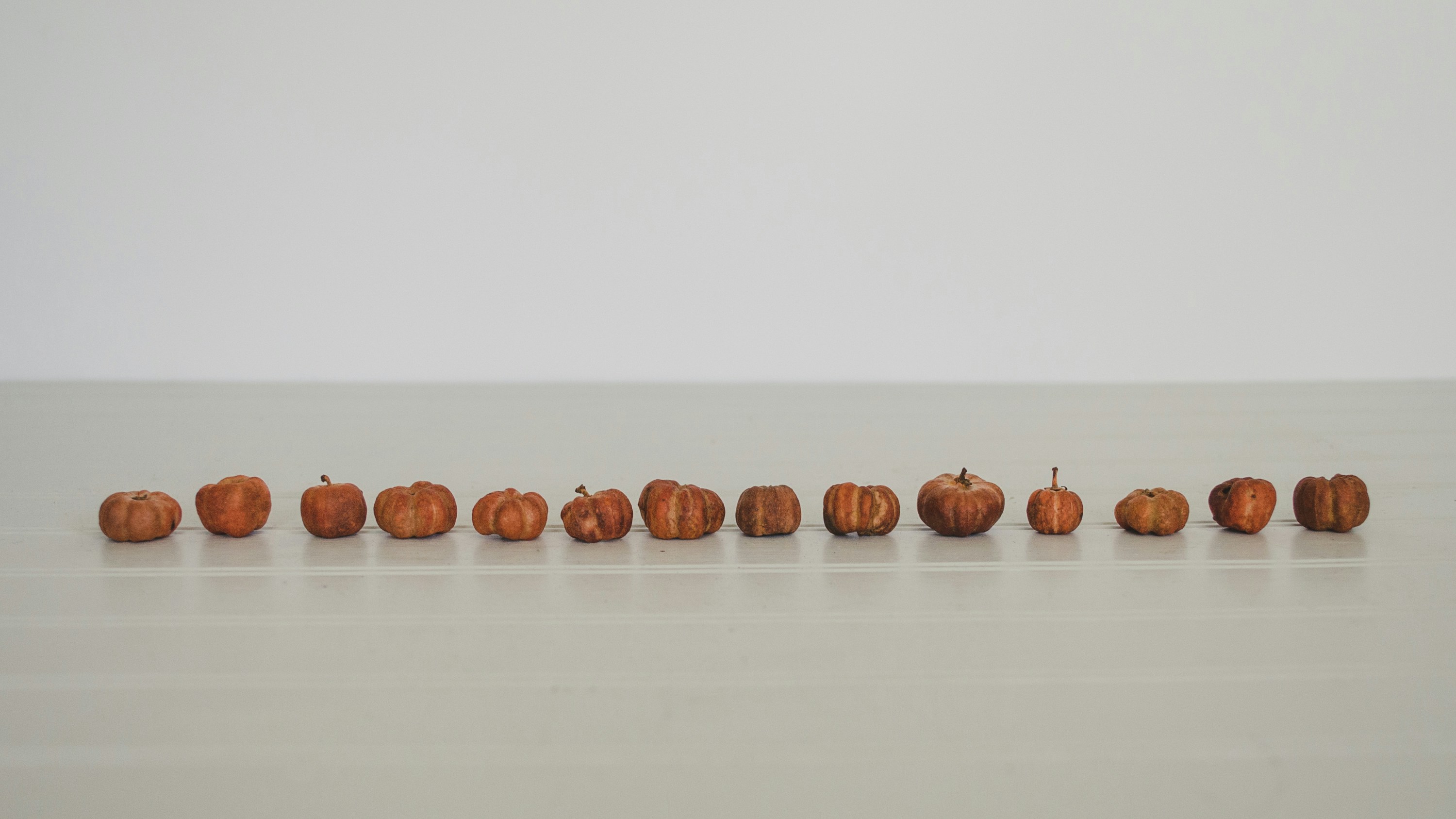 brown pumpkin lot on white surface