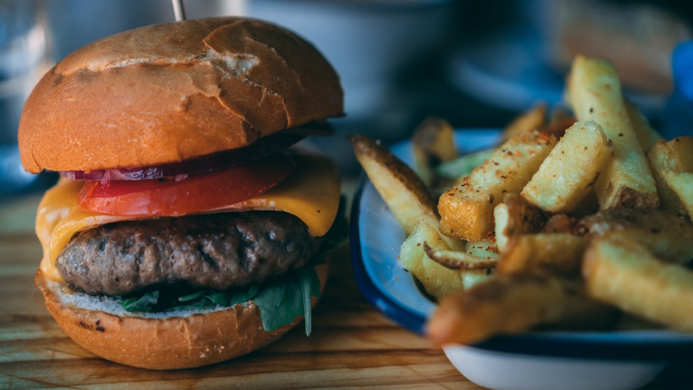 cheese burger and fries