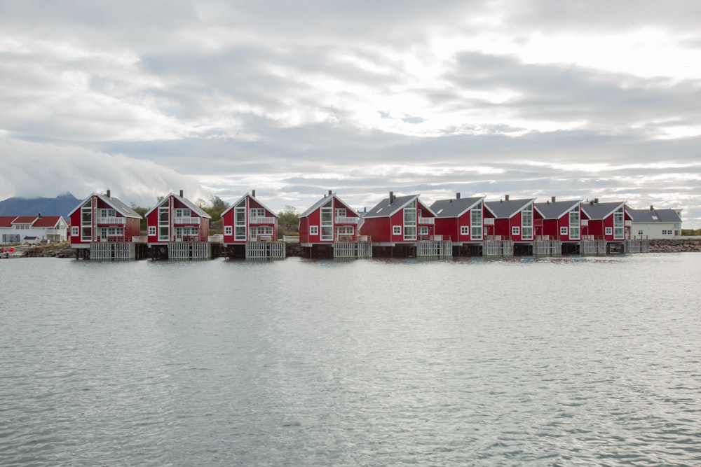 red-and-gray house near body of water