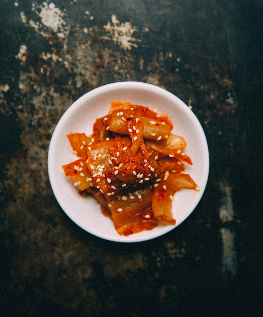 cooked food on white saucer