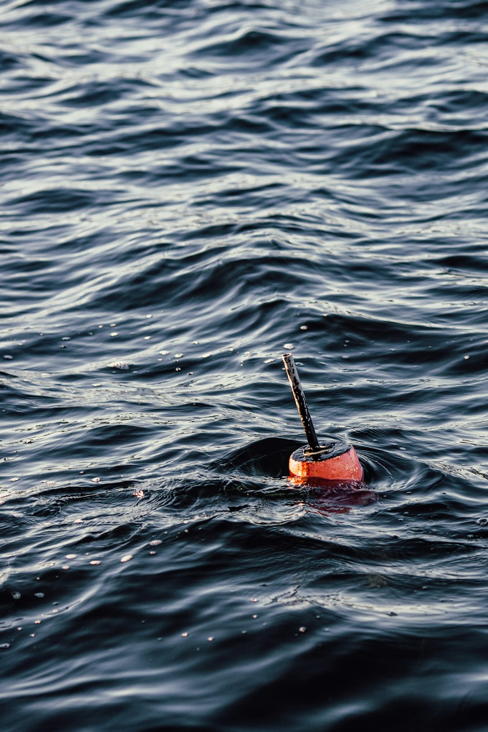 orange fixture floating on body of water during daytime