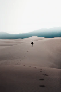 man walking through the desert