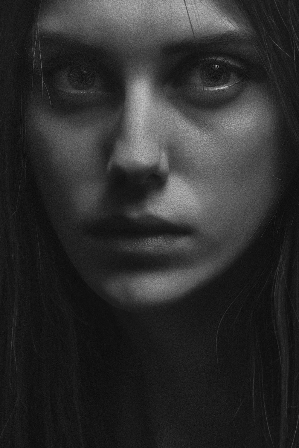 grayscale woman face