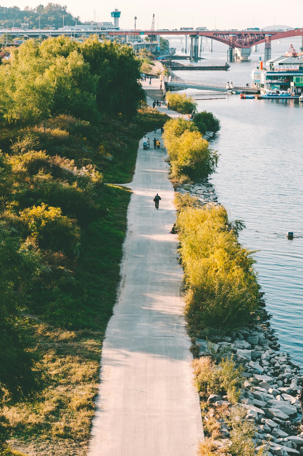 people walking beside body of water during daytime