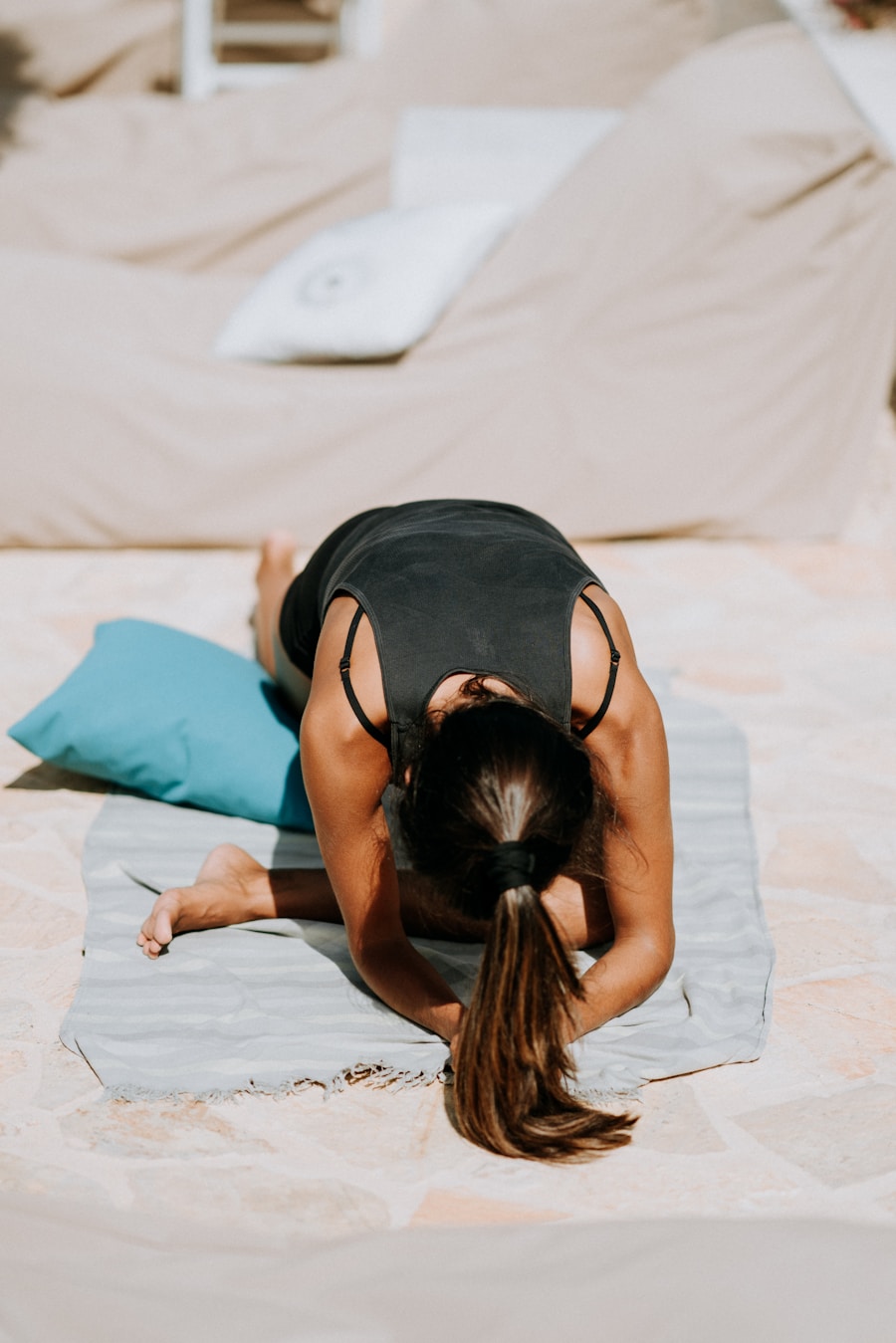 Restorative yoga pose supported with bolsters