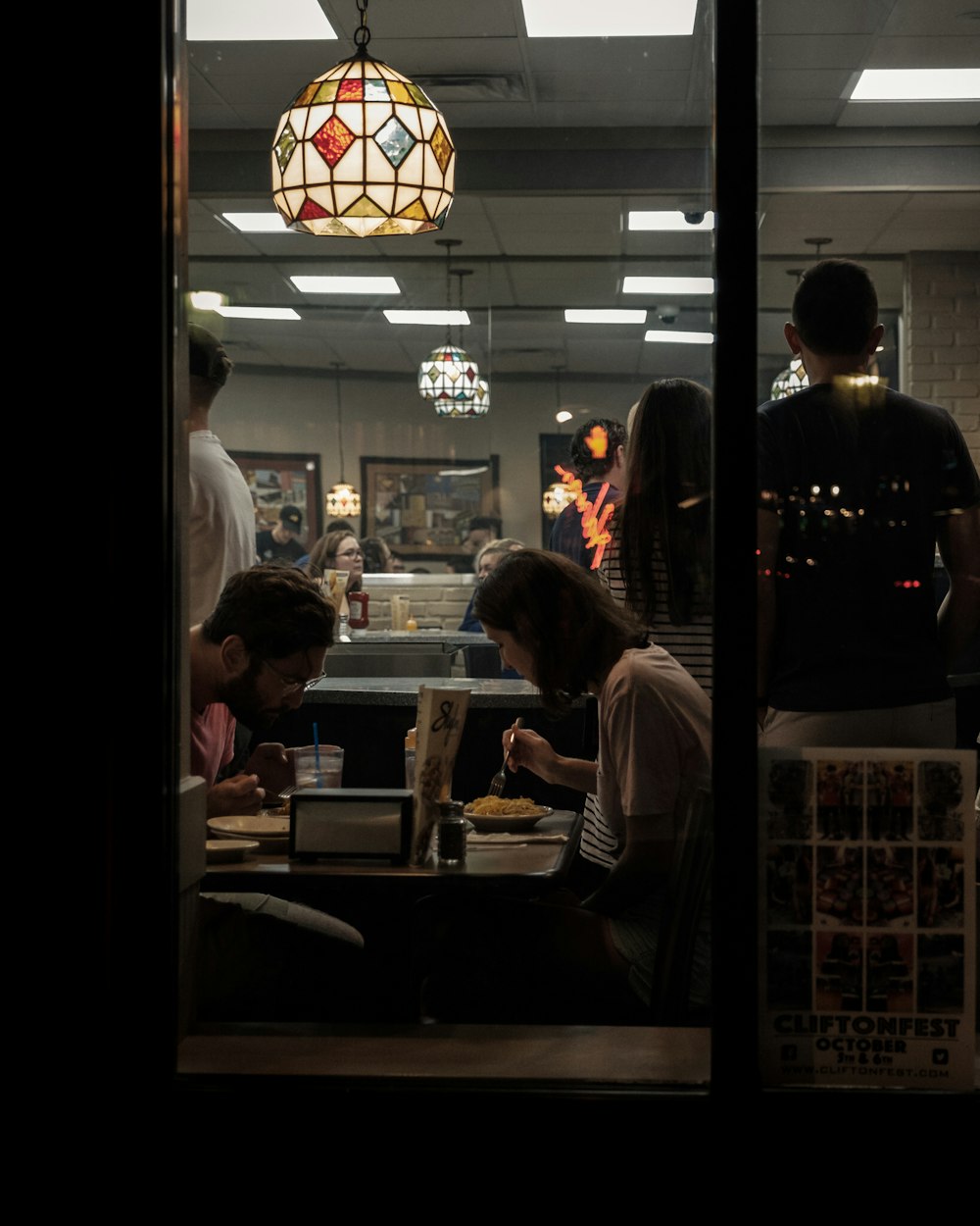 man and woman eating