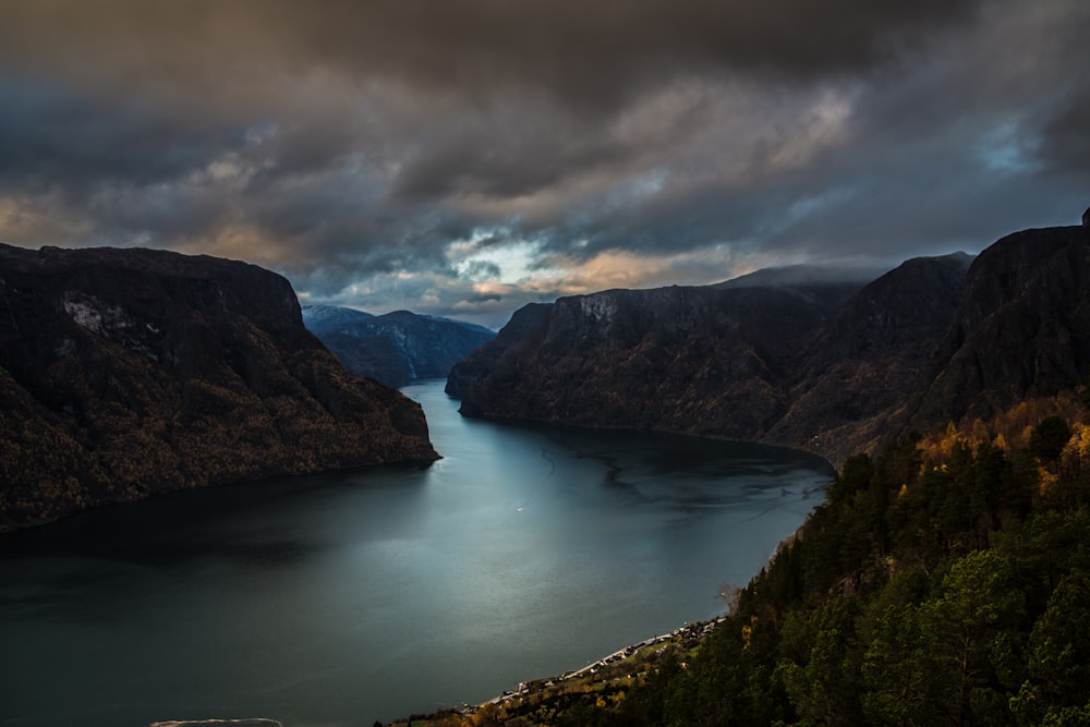 landscape photo of river and mountains