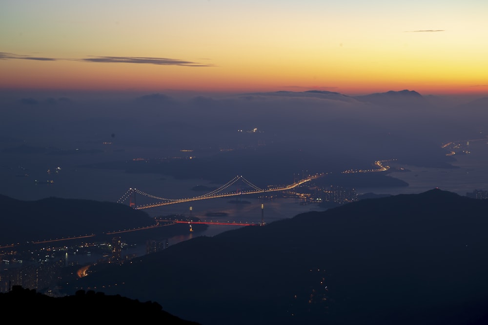 silhouette of mountains during golden hour