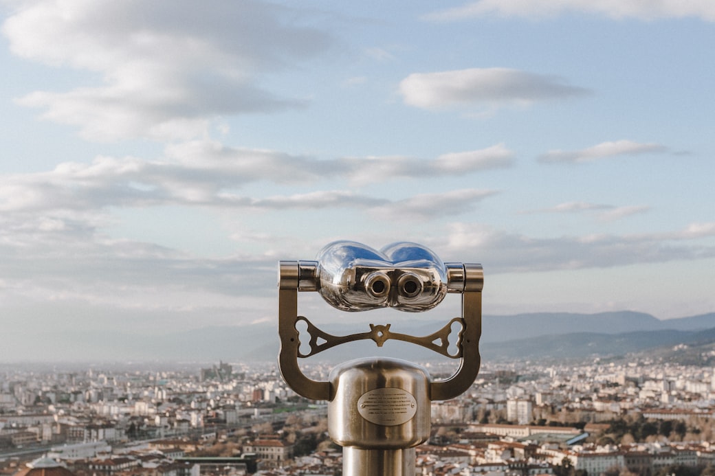 Binoculars overlooking Florence, Italy