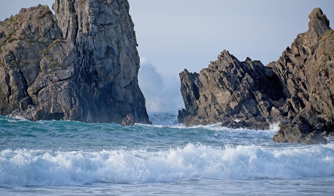 gray and brown rock formation at beach