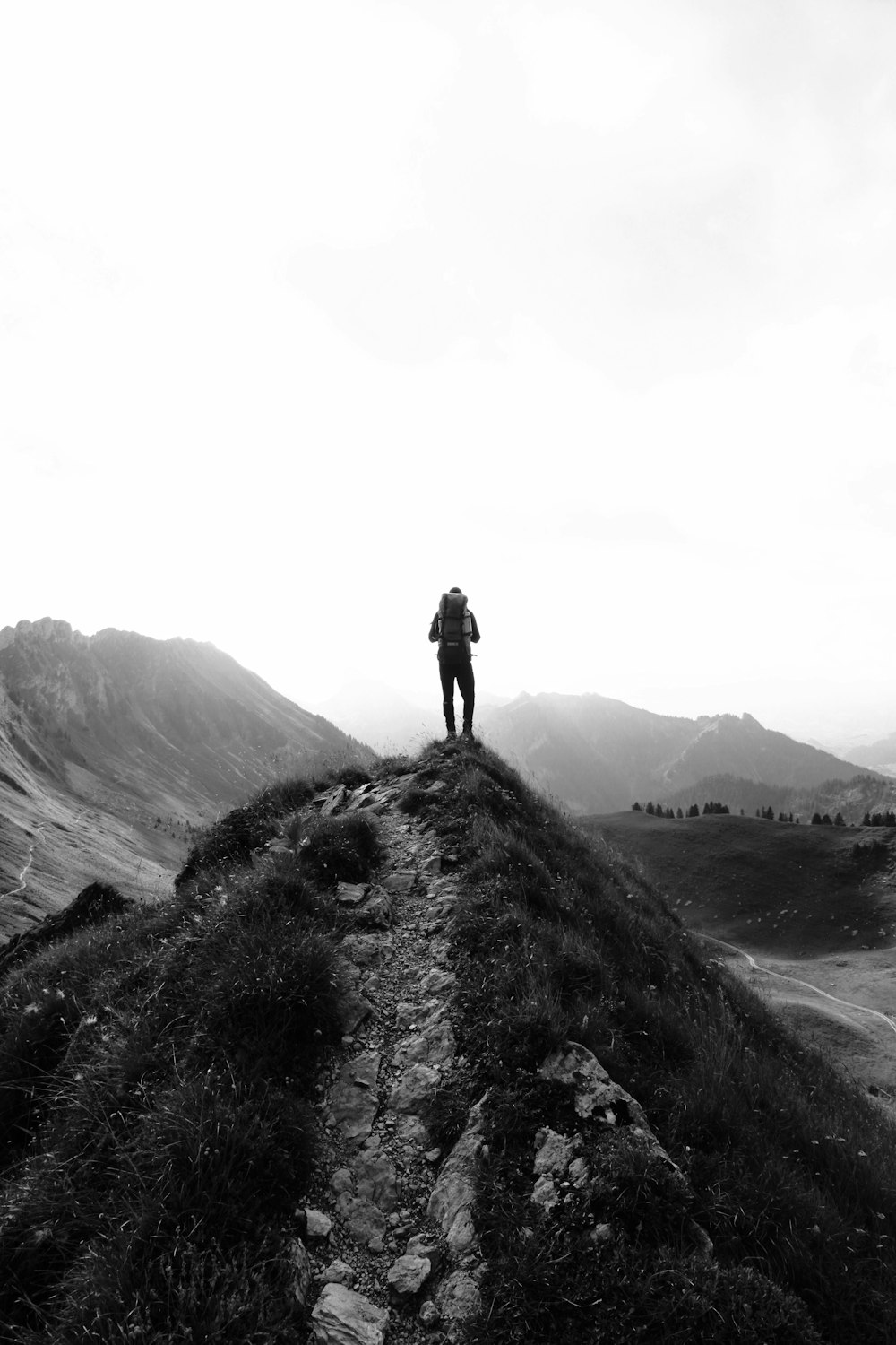 person standing on hill