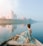 A happy customer enjoying the scenic ghats of Varanasi.