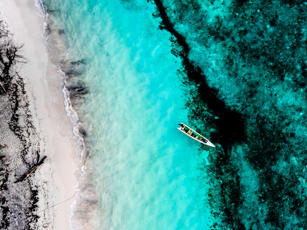aerial photography of boat on sea