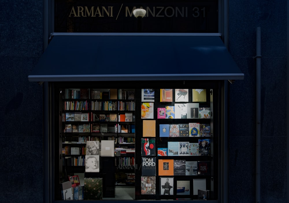 a store front with a lot of books on it