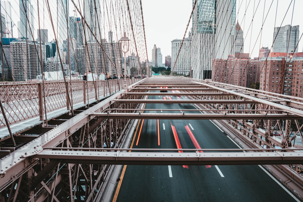 gray metal hanging bridge