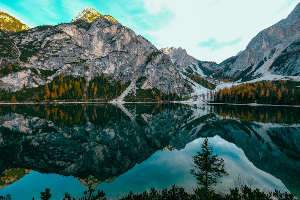 landscape photography of gray and green mountain